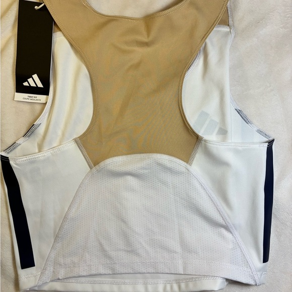 Adidas Adizero Sample Crop Top Tank – White & Gold Athletic Training - Picture 3 of 4